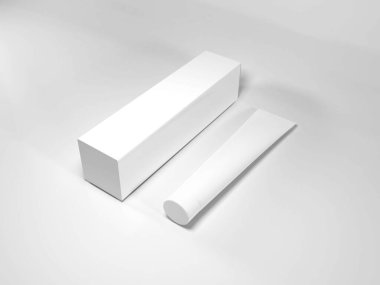 İzole Arkaplanda Diş macunu Paketleme 3B Görüntü Taklit Sahnesi