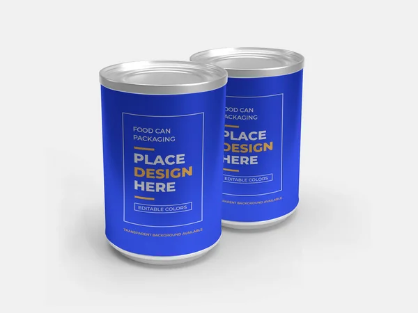 Aluminium Food Can Packaging Illustration Mockup Scene Isolated Background — 스톡 사진