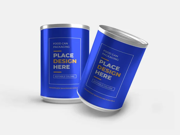 Aluminium Food Can Packaging Illustration Mockup Scene Isolated Background — 스톡 사진