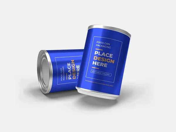 Aluminium Food Can Packaging Illustration Mockup Scene Isolated Background — 스톡 사진