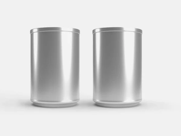 Comida Aluminio Puede Embalar Escena Maqueta Ilustración Fondo Aislado — Foto de Stock