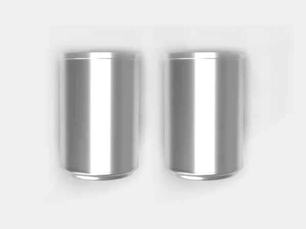 Aluminium Food Can Packaging Ilustracja Scena Makieta Odosobnionym Tle — Zdjęcie stockowe