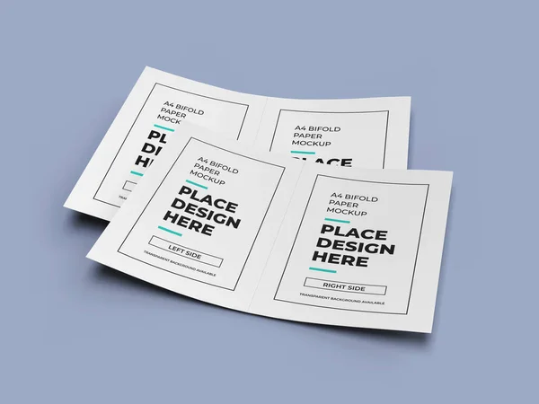 Bifold Flyer Papier Illustratie Mockup Scene Geïsoleerde Achtergrond — Stockfoto