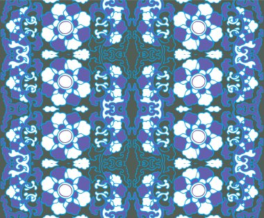 Kusursuz Oriental Çiçek Vektör Deseni. Kumaş, duvar kağıtları ve arka planlar için geleneksel çiçek deseni. Süslü bahçe çiçekleri ve yaprakları.