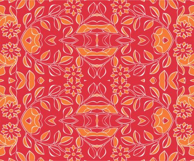 Kusursuz Oriental Çiçek Vektör Deseni. Kumaş, duvar kağıtları ve arka planlar için geleneksel çiçek deseni. Süslü bahçe çiçekleri ve yaprakları.