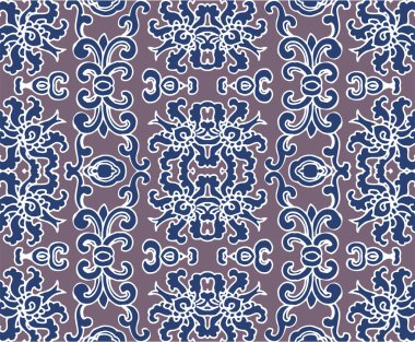 Kusursuz Oriental Çiçek Vektör Deseni. Kumaş, duvar kağıtları ve arka planlar için geleneksel çiçek deseni. Süslü bahçe çiçekleri ve yaprakları.