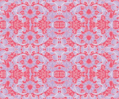 Kusursuz Oriental Çiçek Vektör Deseni. Kumaş, duvar kağıtları ve arka planlar için geleneksel çiçek deseni. Süslü bahçe çiçekleri ve yaprakları.