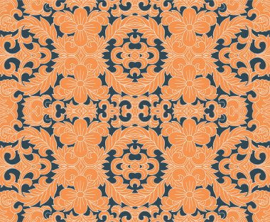 Kusursuz Oriental Çiçek Vektör Deseni. Kumaş, duvar kağıtları ve arka planlar için geleneksel çiçek deseni. Süslü bahçe çiçekleri ve yaprakları.