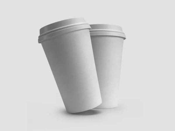 Kunststoff Kaffeetasse Mit Papierdeckel Illustration Mockup Szene Auf Isoliertem Hintergrund — Stockfoto