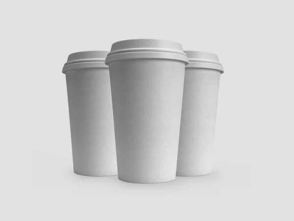 Kunststoff Kaffeetasse Mit Papierdeckel Illustration Mockup Szene Auf Isoliertem Hintergrund — Stockfoto