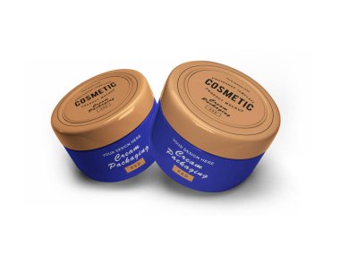 Krem Kozmetik Kavanozu 3D Görüntü İzole Arkaplan Sahnesi