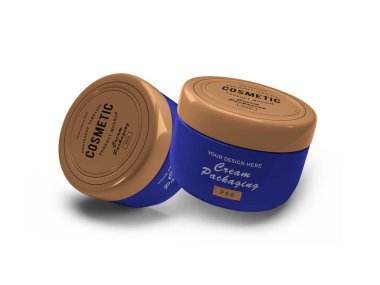 Krem Kozmetik Kavanozu 3D Görüntü İzole Arkaplan Sahnesi