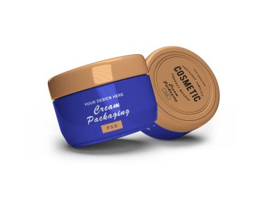 Krem Kozmetik Kavanozu 3D Görüntü İzole Arkaplan Sahnesi