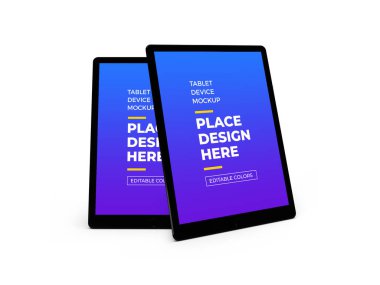 İzole Arkaplan Üzerine Tablet Ekran Aygıtı 3B Görüntü Yapılandırma Sahnesi