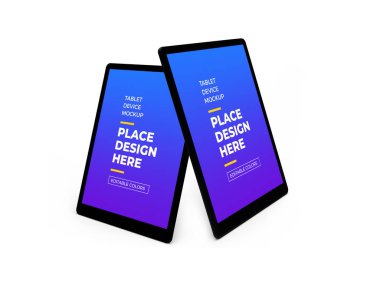 İzole Arkaplan Üzerine Tablet Ekran Aygıtı 3B Görüntü Yapılandırma Sahnesi
