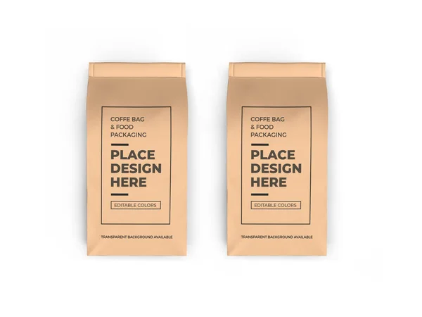 Koffie Voedselzak Verpakking Illustratie Mockup Scene Geïsoleerde Achtergrond — Stockfoto