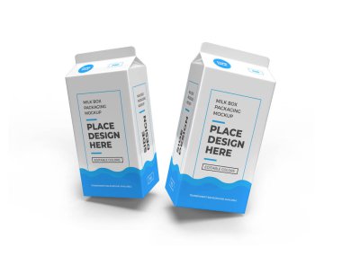 İzole Arkaplanda Süt Kutusu Paketleme 3B Görüntü Taklit Sahnesi