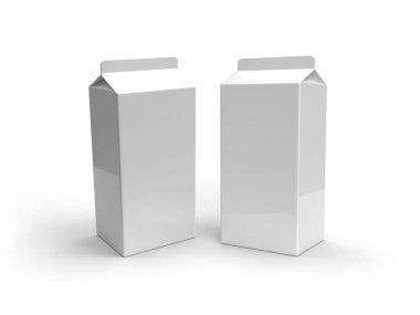 İzole Arkaplanda Süt Kutusu Paketleme 3B Görüntü Taklit Sahnesi