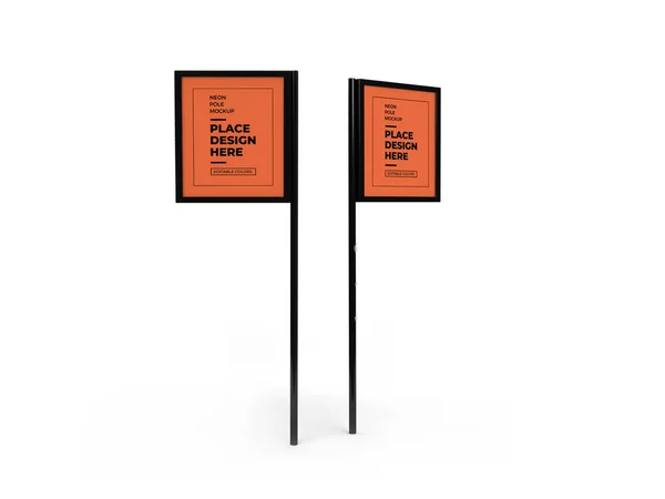 Neon Pole Sign Illustration Mockup Scenă Fundal Izolat — Fotografie, imagine de stoc