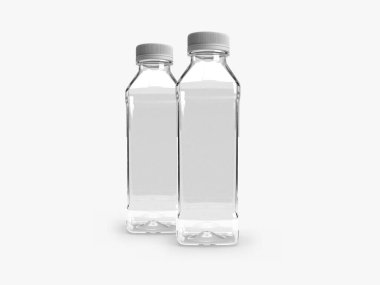 Şeffaf Plastik Şişe 3B Görüntü İzole Arkaplan Sahnesi