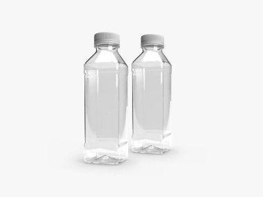 Şeffaf Plastik Şişe 3B Görüntü İzole Arkaplan Sahnesi