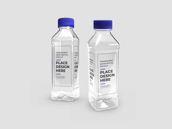 Bottiglia Plastica Trasparente Illustrazione Mockup Scena Sfondo Isolato — Foto Stock