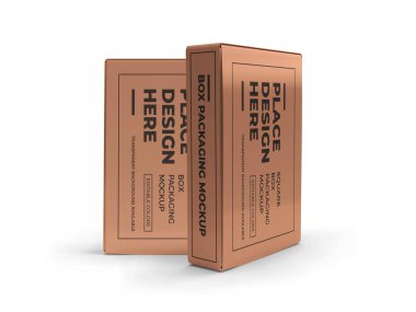 İzole edilmiş arkaplanda dikdörtgen kutu paketleme 3B İllüstrasyon Taklit Sahnesi