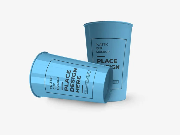 Plast Cup Förpackning Illustration Mockup Scen Isolerad Bakgrund — Stockfoto