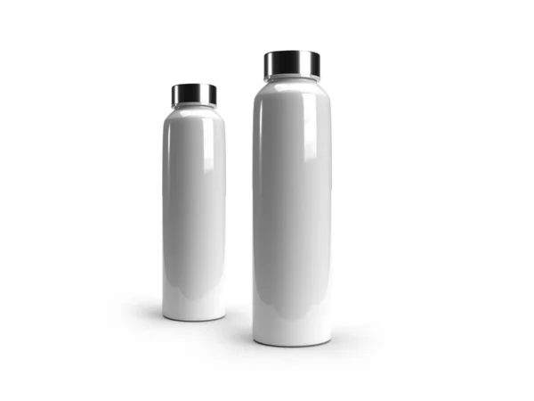 Lange Afgeronde Plastic Fles Illustratie Mockup Scene Geïsoleerde Achtergrond — Stockfoto