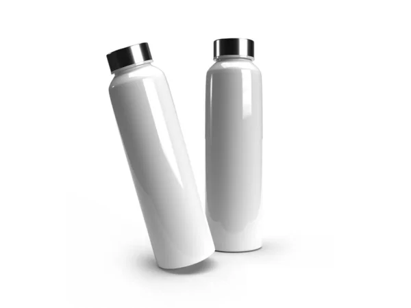 Long Rounded Plastic Bottle Illustration Mockup Scene Isolated Background — Stock Photo, Image