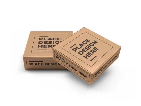 Pequeña Caja Cuadrada Embalaje Ilustración Escena Burlona Sobre Fondo Aislado — Foto de Stock