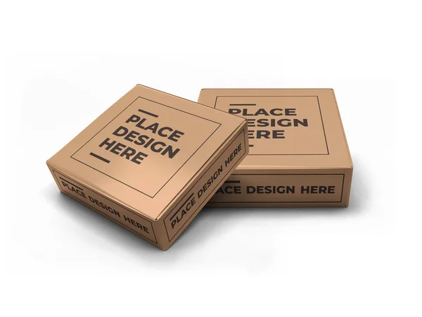 Kleine Quadratische Box Verpackung Illustration Mockup Szene Auf Isoliertem Hintergrund — Stockfoto