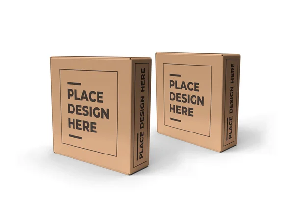 Kleine Quadratische Box Verpackung Illustration Mockup Szene Auf Isoliertem Hintergrund — Stockfoto