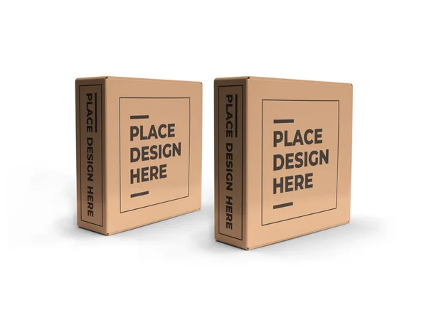 Kleine Quadratische Box Verpackung Illustration Mockup Szene Auf Isoliertem Hintergrund — Stockfoto