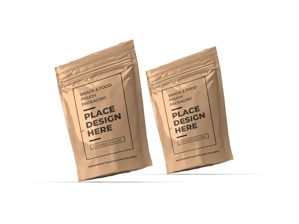 Snack Pouch Packaging Illustrazione Scena Mockup Sfondo Isolato — Foto Stock