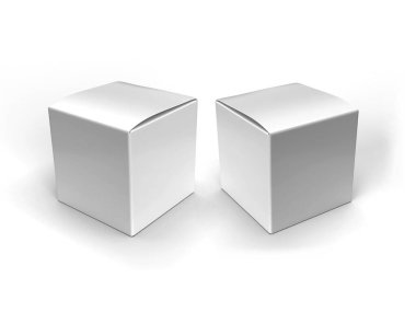 Square Box Packaging 3D Illustration Mockup Scene on Isolated Background