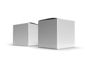 Square Box Packaging 3D Illustration Mockup Scene on Isolated Background