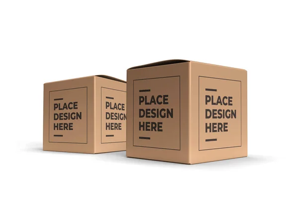 Quadratische Schachtel Verpackung Illustration Attrappe Szene Auf Isoliertem Hintergrund — Stockfoto