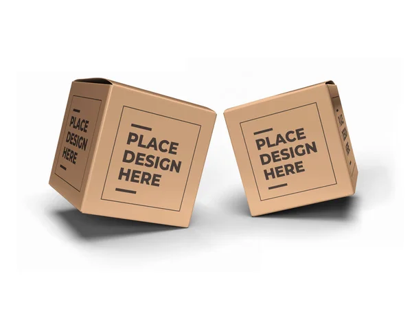 Square Box Packaging Illustration Mockup Scene Isolated Background — Stok fotoğraf