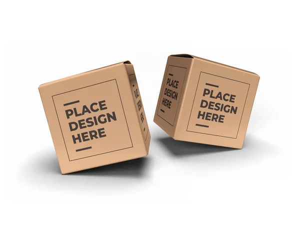 Square Box Packaging Illustration Mockup Scene Isolated Background — Stockfoto