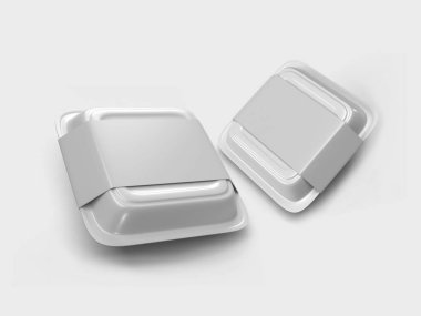 Styrofoam Food Box Packaging 3D Illustration Mockup Scene on Isolated Background