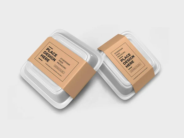 Styrofoam Food Box Packaging Illustration Mockup Scene Isolated Background — Stok fotoğraf
