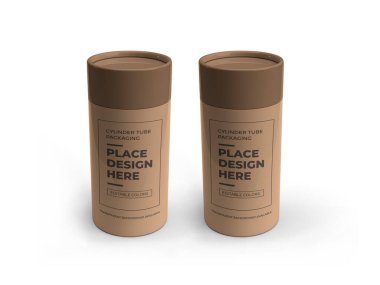 Silindir Tüpü Paketleme 3 boyutlu Görüntü İzole Arkaplan Sahnesi