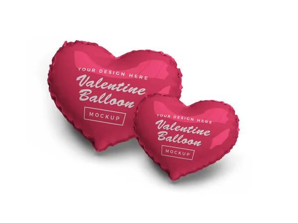Valentýnské Srdce Balón Ilustrace Mockup Scéna Izolovaném Pozadí — Stock fotografie