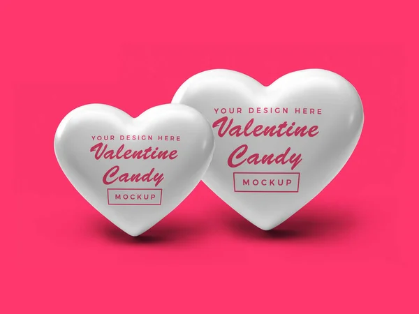 Valentýnské Srdce Candy Ilustrace Mockup Scéna Izolovaném Pozadí — Stock fotografie