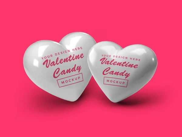 Valentýnské Srdce Candy Ilustrace Mockup Scéna Izolovaném Pozadí — Stock fotografie