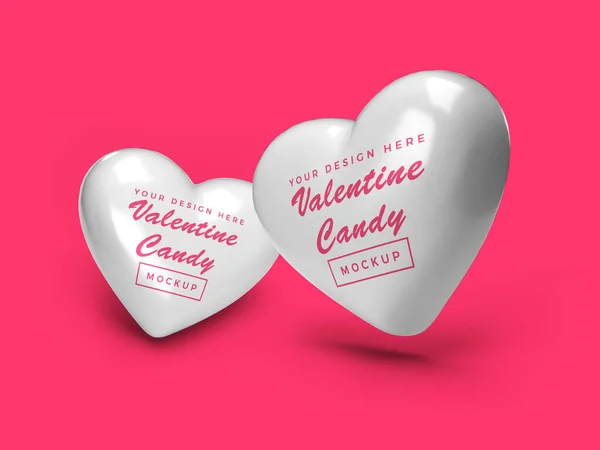 Valentine Heart Candy Illusztráció Mockup Jelenet Elszigetelt Háttér — Stock Fotó