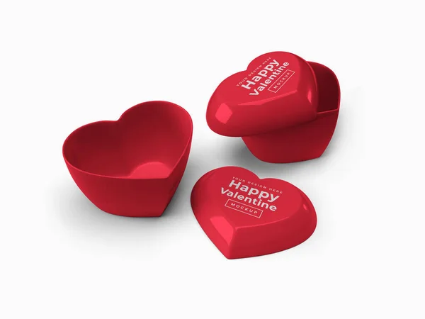 Valentine Love Heart Container Fedéllel Illusztráció Mockup Jelenet Izolált Háttér — Stock Fotó
