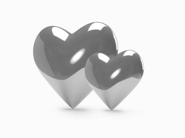 Metalik Sevgililer Günü Kalbi 3D Görüntü İzole Arkaplan Sahnesi