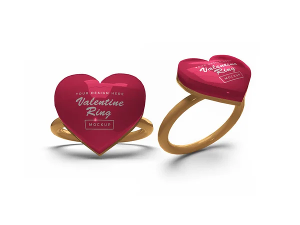 Valentine Heart Ring Illustration Mockup Scene Isolated Background — Stock Photo, Image